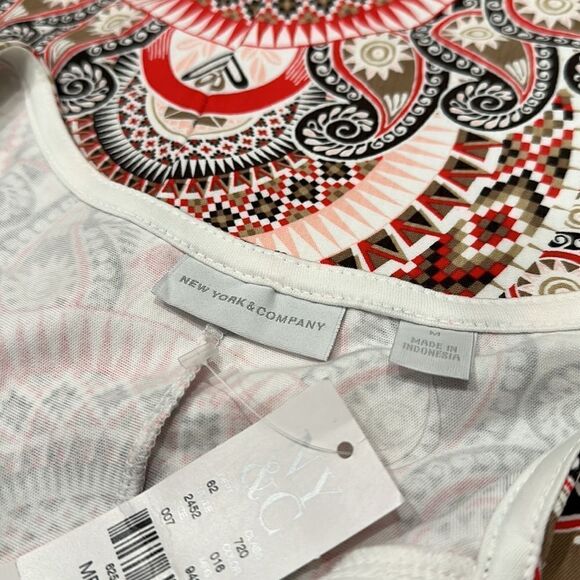 New York & Company Sleeveless Geometric Pattern Dress White Midi dress NWT - Picture 7 of 7